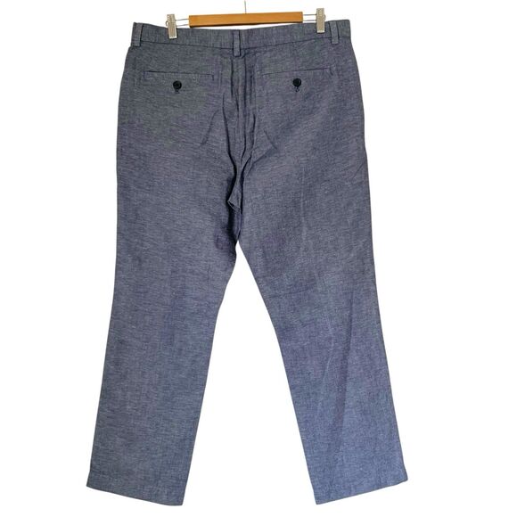 NWT Banana Republic Aiden Chino Pants Men 35x30 Blue Linen Blend Coastal Beachy - Picture 2 of 11